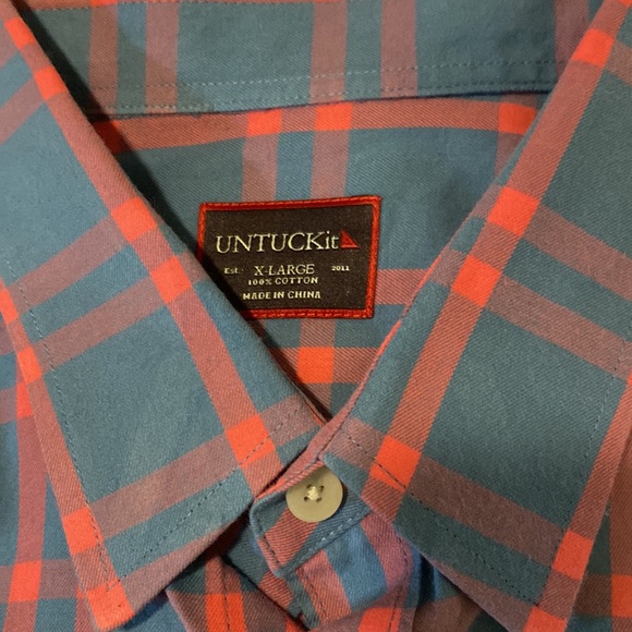 UNTUCKit blue and pink plaid XL - Picture 2 of 3